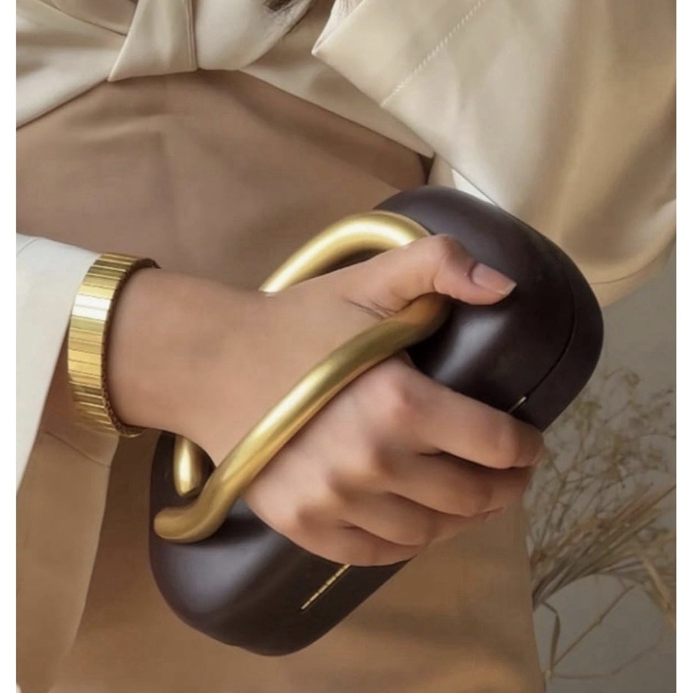 Zara Dark Brown Clutch with Gold Handle